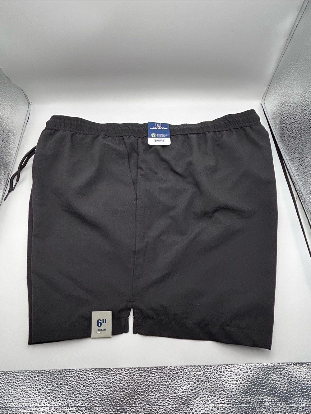GEORGE ABOVE THE KNEE BLACK MESH LINED ELASTIC WAIST SWIM SHORTS Sz 3XL*